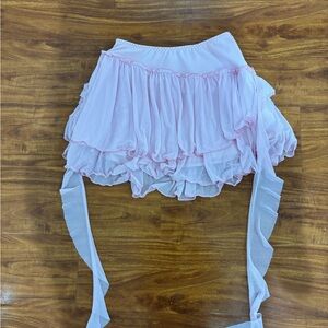 Pink Layered Skirt with Ribbons